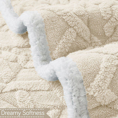 'Italian Caelora' Luxury Jacquard Plush Anti-Slip Sofa Cover Mat - Pearl White
