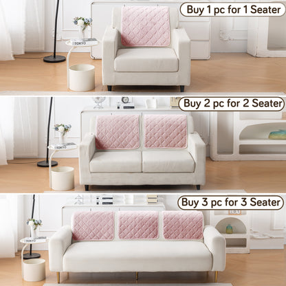Diamond Tuft Plush Sofa Cover Mat, Blush Pink