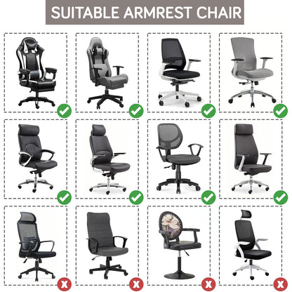 170gsm Jacquard Armrest Covers for Office Chair (Elastic Style), 1 Pair, Taupe Brown