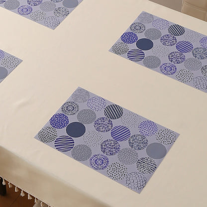 Color Splash PVC Mats for Dining Table, Abstract Disc - Lavender Blue