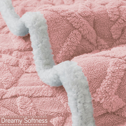 'Italian Caelora' Luxury Jacquard Plush Anti-Slip Sofa Cover Mat - Misty Rose