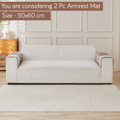 BelleLace Series Premium Imperial Milk Velvet Sofa Cover Mat with Lace Design -  Mocha Brown