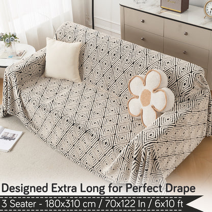 Buy Geometric Diamond Noirea Series Luxury Plush Sofa Throw – 3 Seater Sofas | HOKIPO