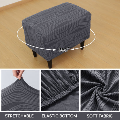 Nestiva Series Knitting Jacquard Stretchable Footstool Cover - Porpoise Grey