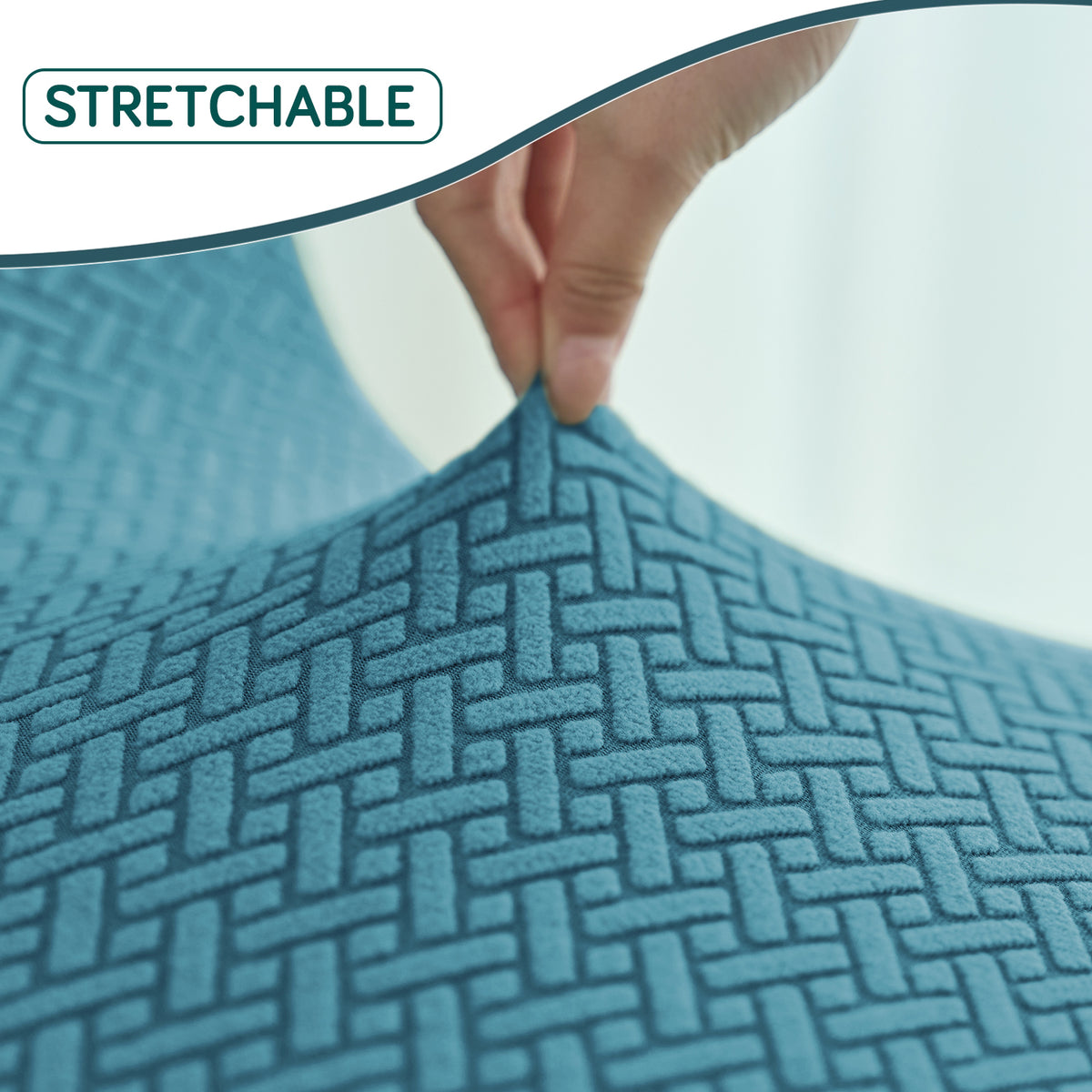 Premium Jacquard Fully Covered Cover for Mid Century Modern Dining Chair, Turquoise