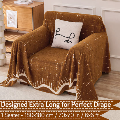 Buy Brown Colour Supple Soft Wavy Plush Sofa Throw – Single Seater Sofas | HOKIPO