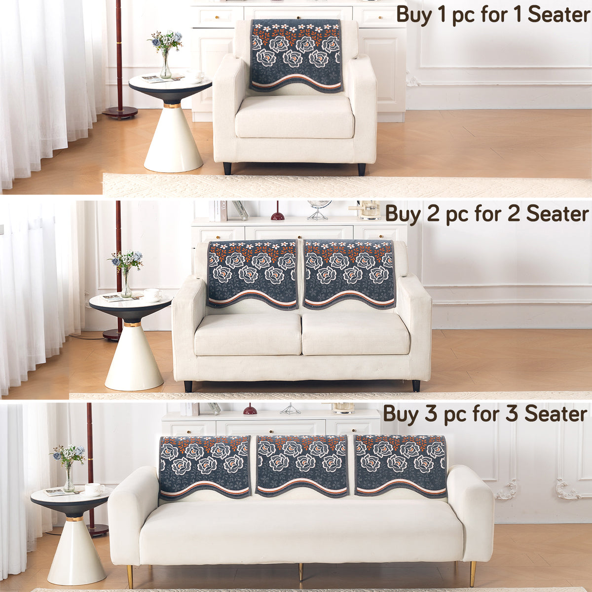 Serene Curves Sofa Cover Mat, Blossom Flower