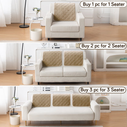 Diamond Tuft Plush Sofa Cover Mat, Sand Beige