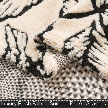 'Noirea Series' Plush Sofa Cover for Seat & Back, Botanical Leaf