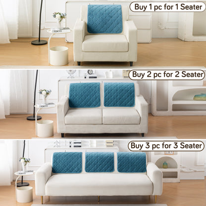 Diamond Tuft Plush Sofa Cover Mat, Dusty Teal