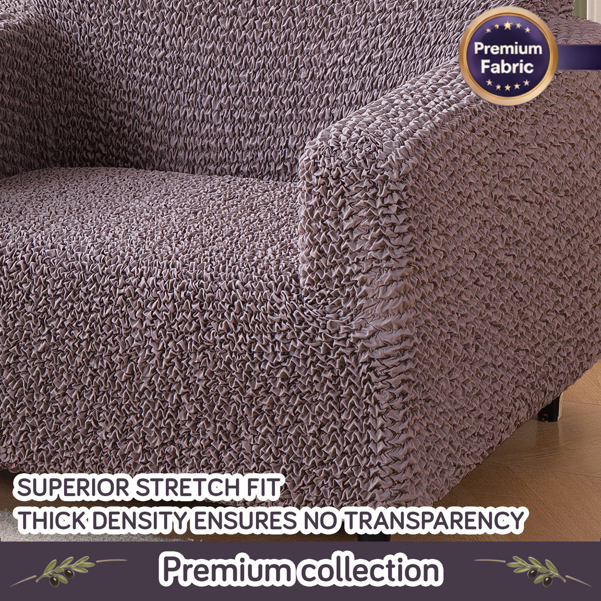 Italian Belissia Luxe Series' Super Stretchable Microfiber 1/2/3 Seater Sofa Cover, Plum Brown