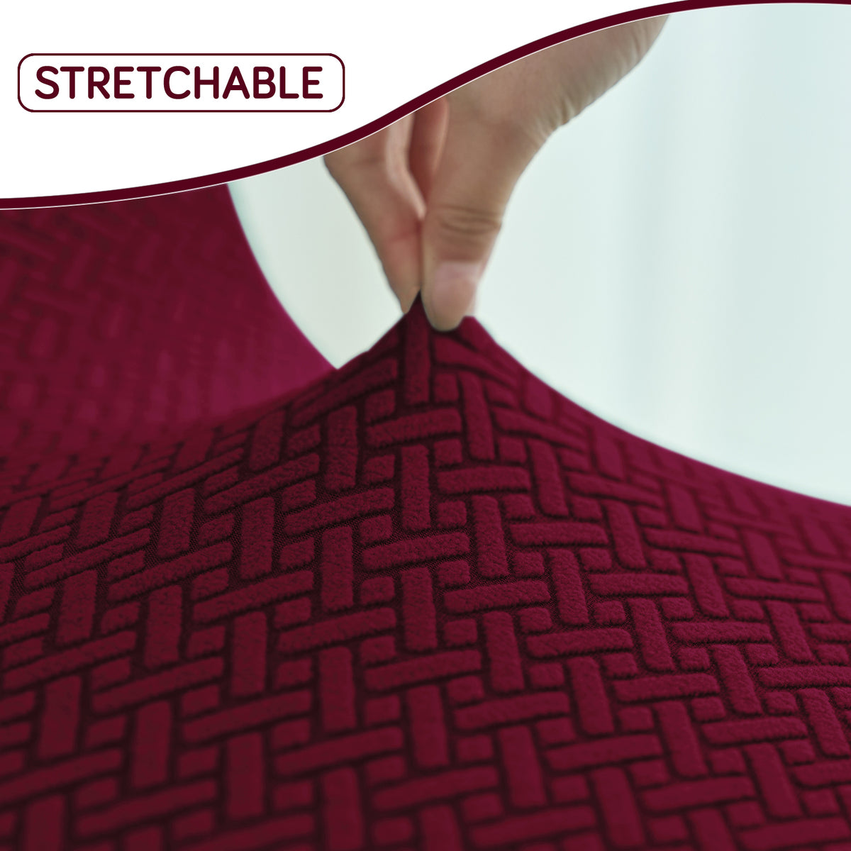 Premium Jacquard Fully Covered Cover for Mid Century Modern Dining Chair, Burgundy