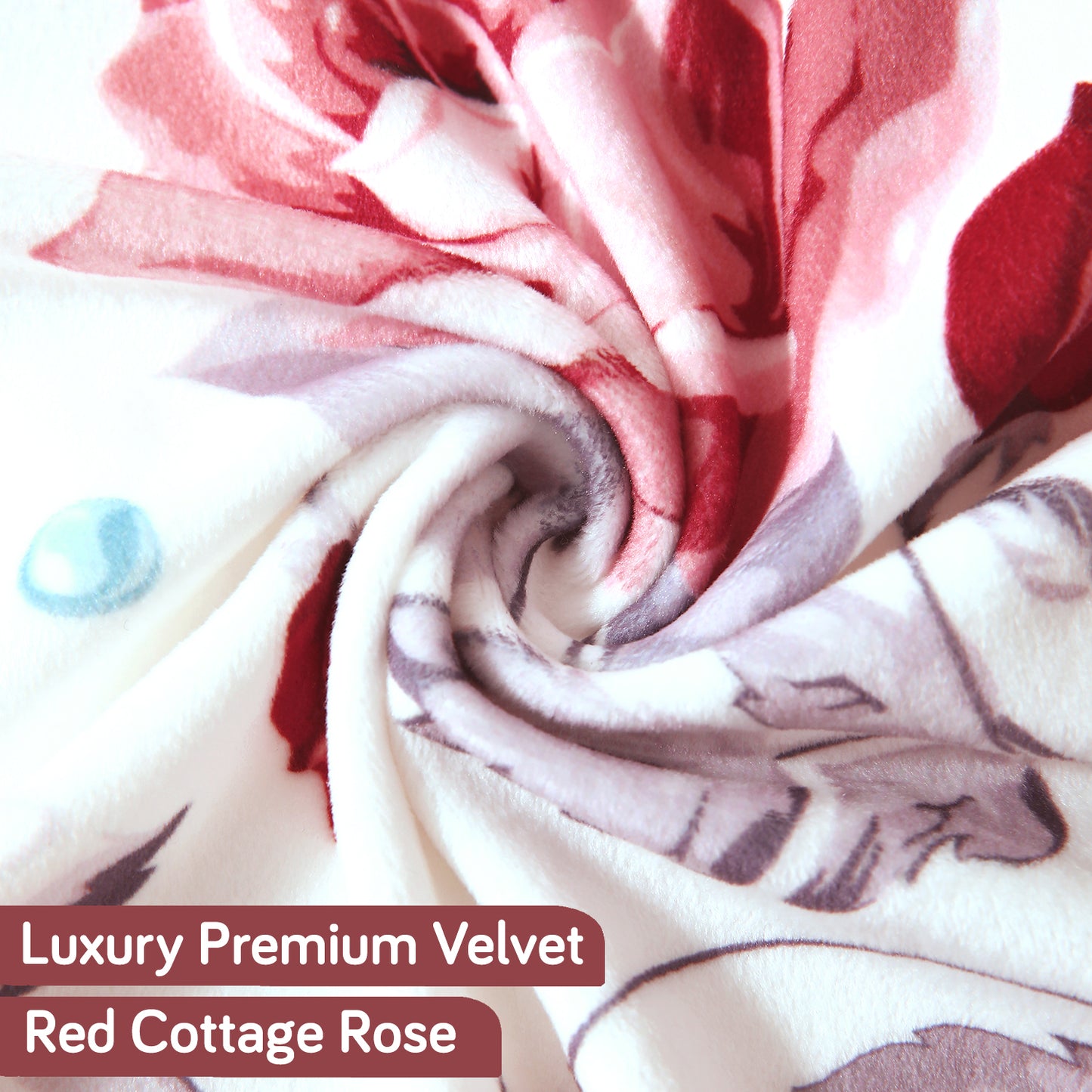 Buy Cozy Red Cottage Rose Printed Zippered Velvet Cushion Covers for Luxury Look