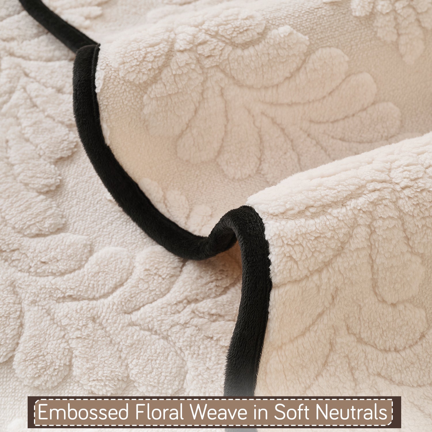 Buy Light Cream Colour Embossed Floral Weave in Soft Neutrals Sofa Throw | HOKIPO