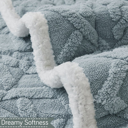 'Italian Caelora' Luxury Jacquard Plush Anti-Slip Sofa Cover Mat - Powder Blue
