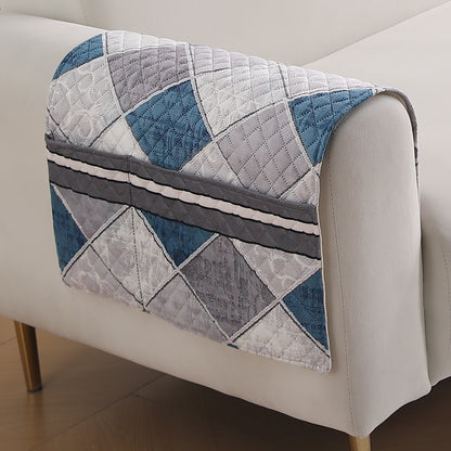 LiefNest Holland Velvet Sofa Cover Mat with Foam Filling - Diamond Slate Grey Blue