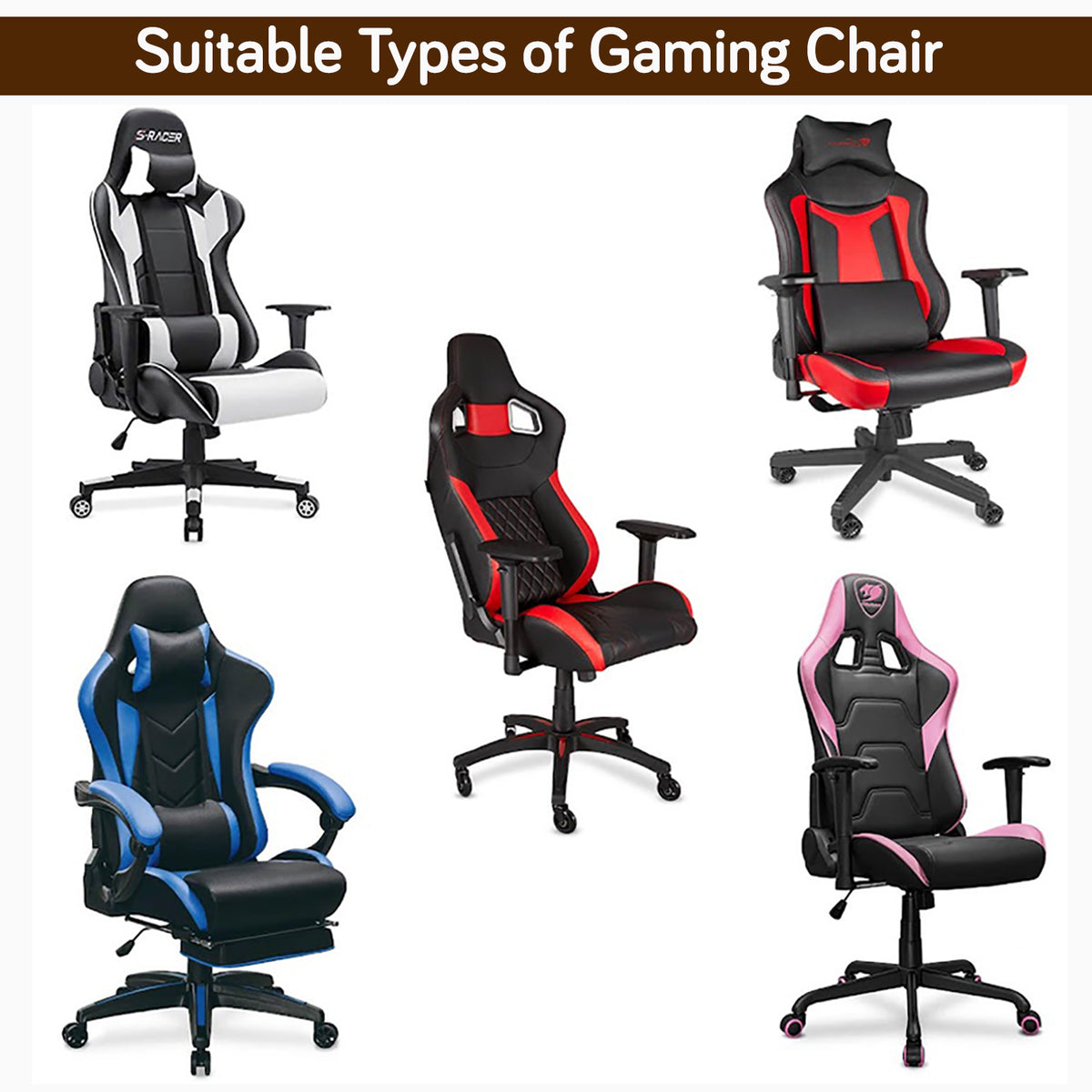Printed Gaming Chair Seat Cover Elastic Computer Rotating Chair, Copper Brown Floral