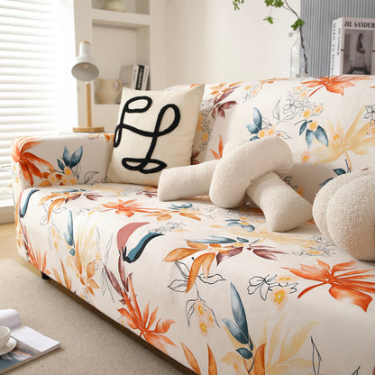 Premium Printed Velvet Sofa Cover 1/2/3 Seaters Fully Covered, Amber Serene Flora