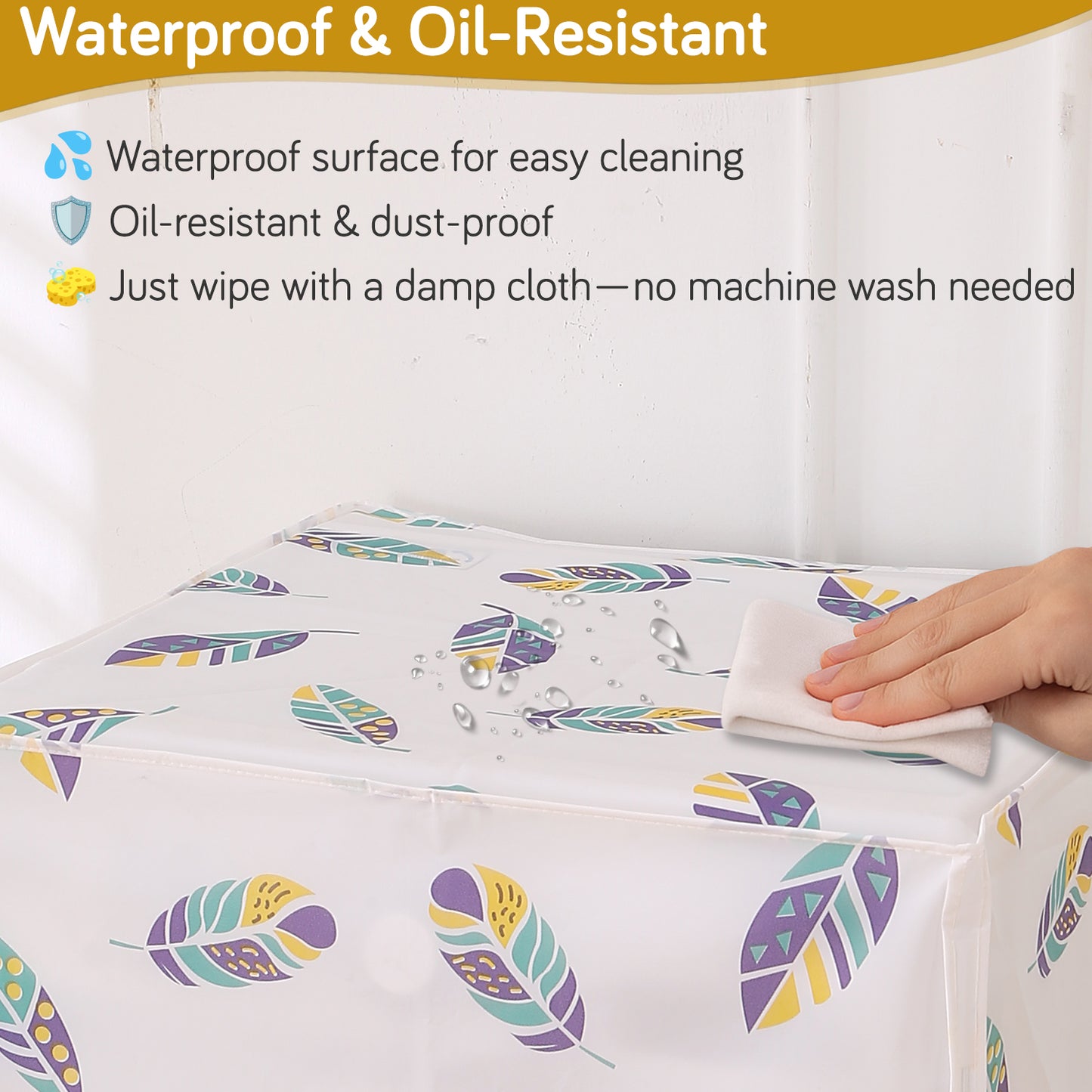 Waterproof Front Load / Top Load Washing Machine Cover | PEVA Dustproof Protective Cover for 6kg, 6.5kg, 7kg & 7.5kg Fully Automatic Machines, Boho Feathers