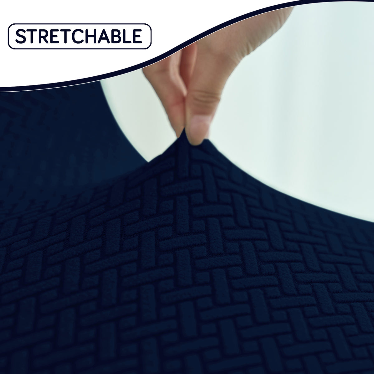Premium Jacquard Fully Covered Cover for Mid Century Modern Dining Chair, Navy Blue