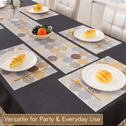 Color Splash PVC Mats for Dining Table, Abstract Circles - Olive Brown