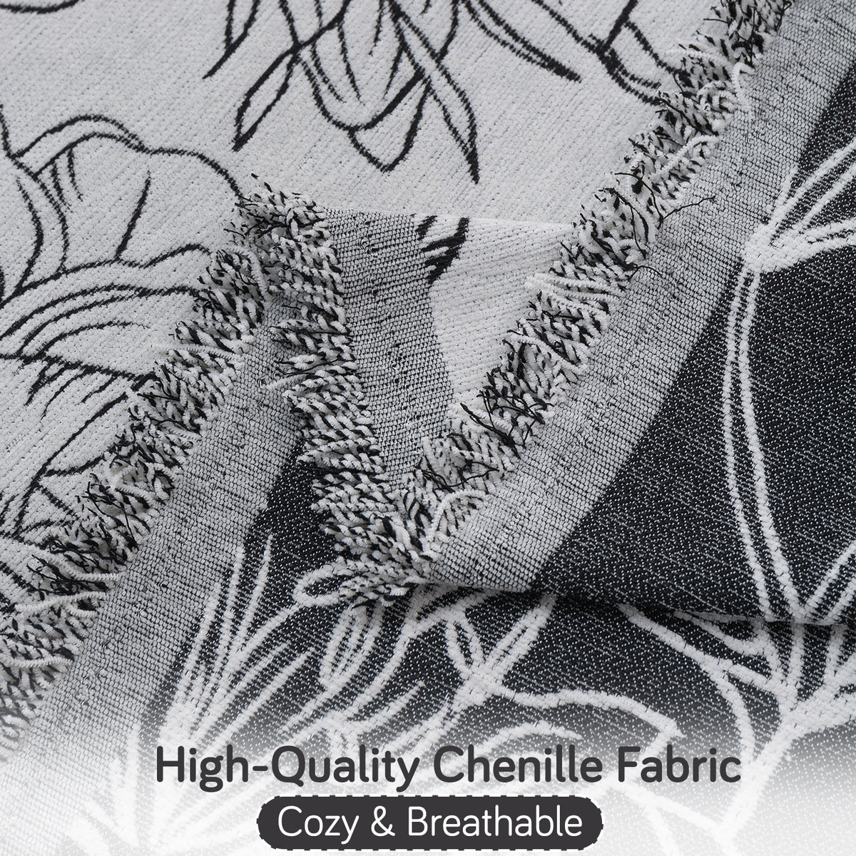 Premium 320 GSM Chenille Sofa Cover 'Serene Abode Series', White Rose Garden