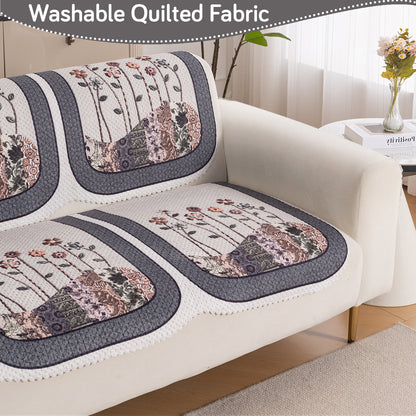 HeavenHue Fleece Soft Touch Quilted Sofa Cover Set Washable Sofa Panel for Seat & Back - Mystic Wings