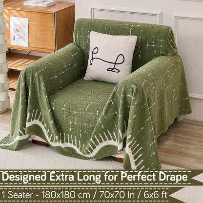 Buy Green Colour Supple Soft Wavy Plush Sofa Throw – 1 Seater Sofas | HOKIPO