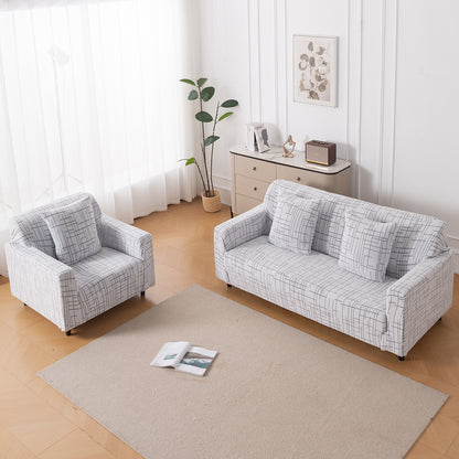 'Crossline Series' Jacquard Sofa Cover 1/2/3/4-seater Fully Covered, Light Grey