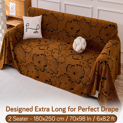 Buy Rustic Caramel Colour Camellia Blossom Luxury Plush Sofa Throw – 2 Seater Sofa | HOKIPO