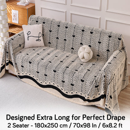 Buy Jade Black Cream Colour Cozy Heart Series Luxury Plush Sofa Throw – 2 Seater Sofas | HOKIPO