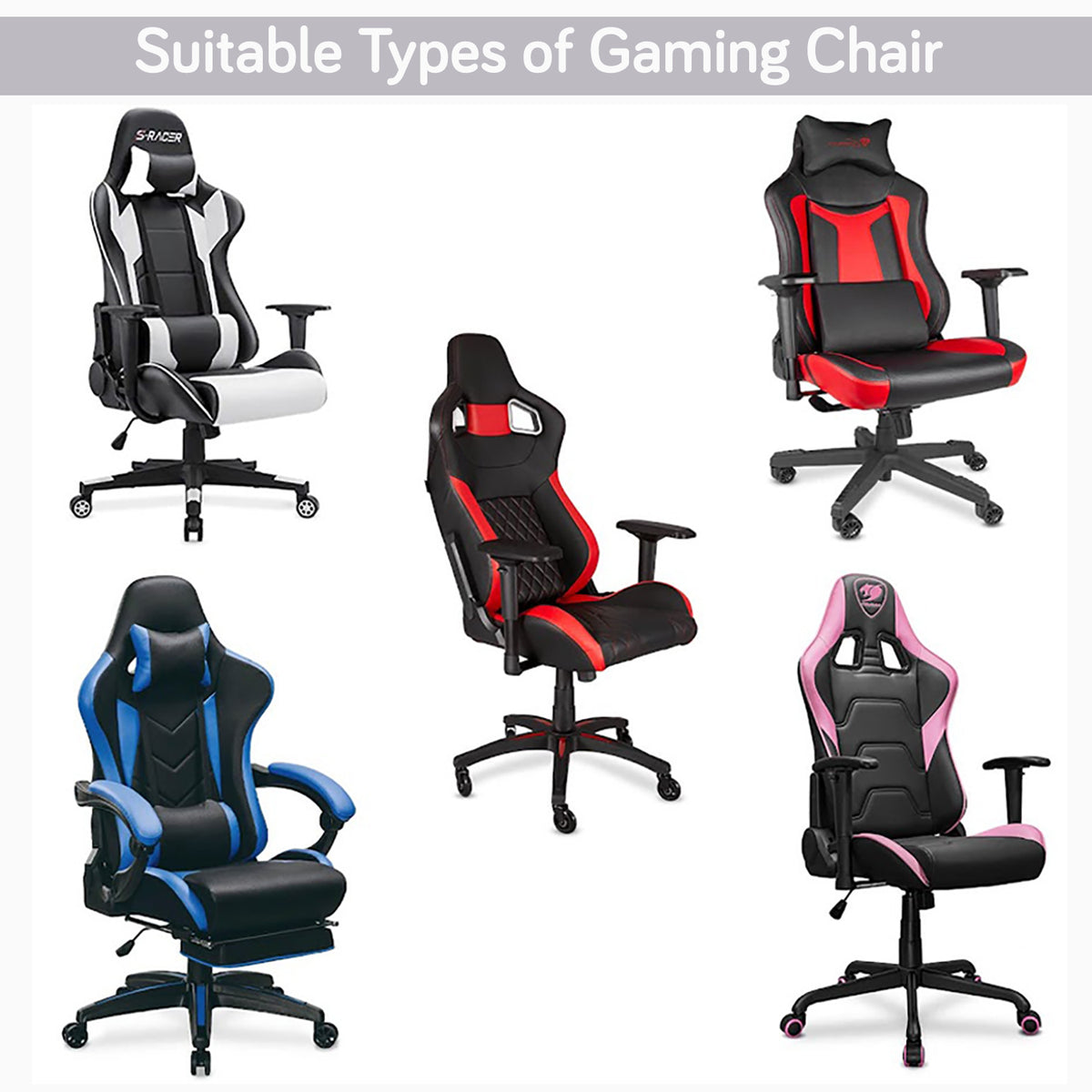 Printed Gaming Chair Seat Cover Elastic Computer Rotating Chair, Snow White Black Geometry