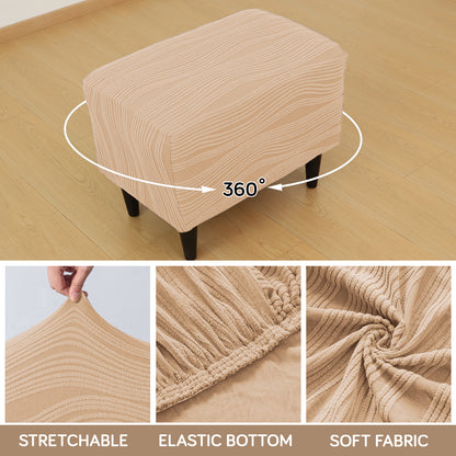 Nestiva Series Knitting Jacquard Stretchable Footstool Cover - Blush Beige