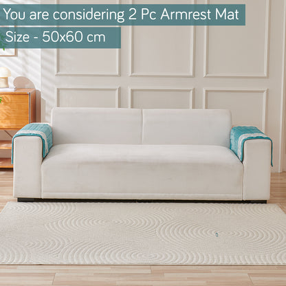 BelleLace Series Imperial Milk Velvet Sofa Cover Mat with Lace Design - Teal