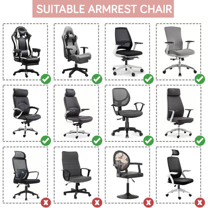 210gsm Jacquard Water Repellent Armrest Covers for Office Chair (Elastic Style), 1 Pair, Pink