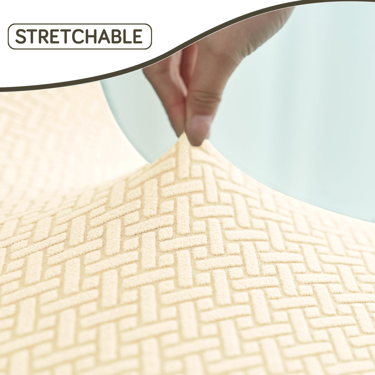 Premium Jacquard Fully Covered Cover for Mid Century Modern Dining Chair, Beige