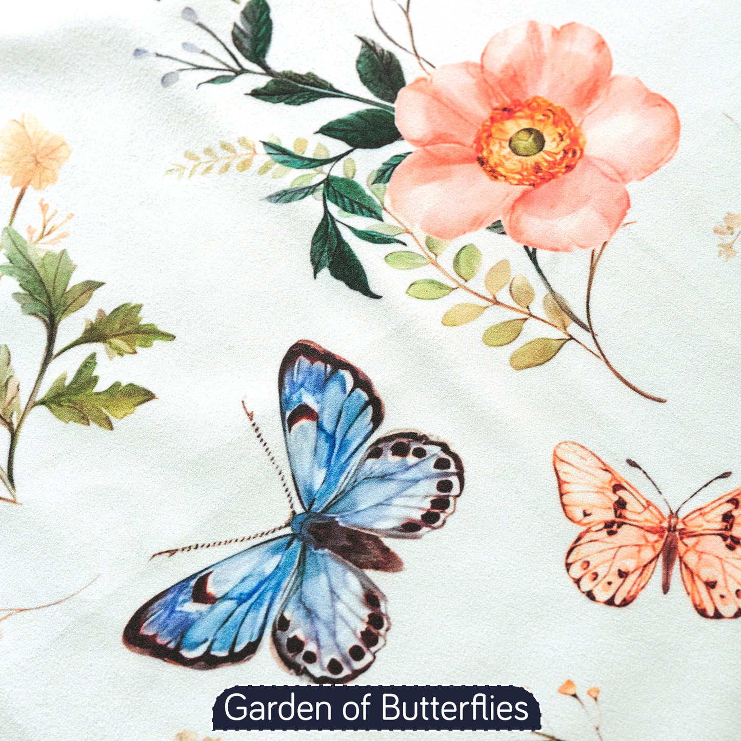 Holland  Velvet 5-Seater Sofa Cover with Tassel (3+1+1), Pastel Butterfly Meadow