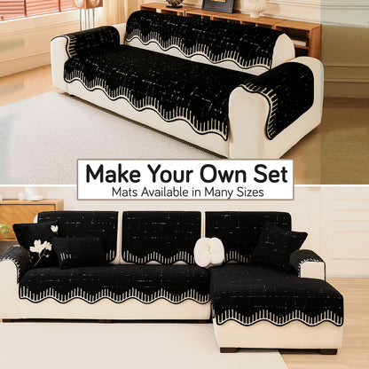 Premium Supple Soft Wavy Sofa Cover Mat, Black