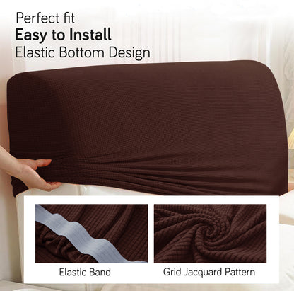 HOKIPO Jacquard Stretchable Bed Headboard Cover, Dark Brown
