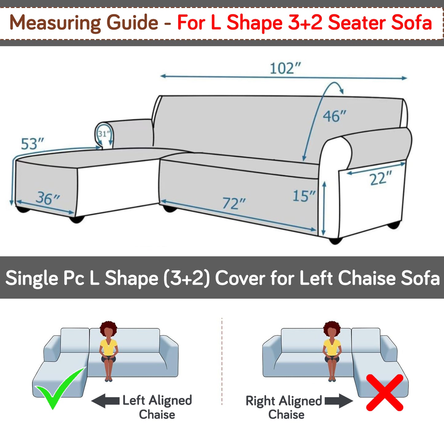 Elira Series Quilted One-Piece L Shape Sofa Cover Mat with Left and Right Chaise, Snow White Black Geometry