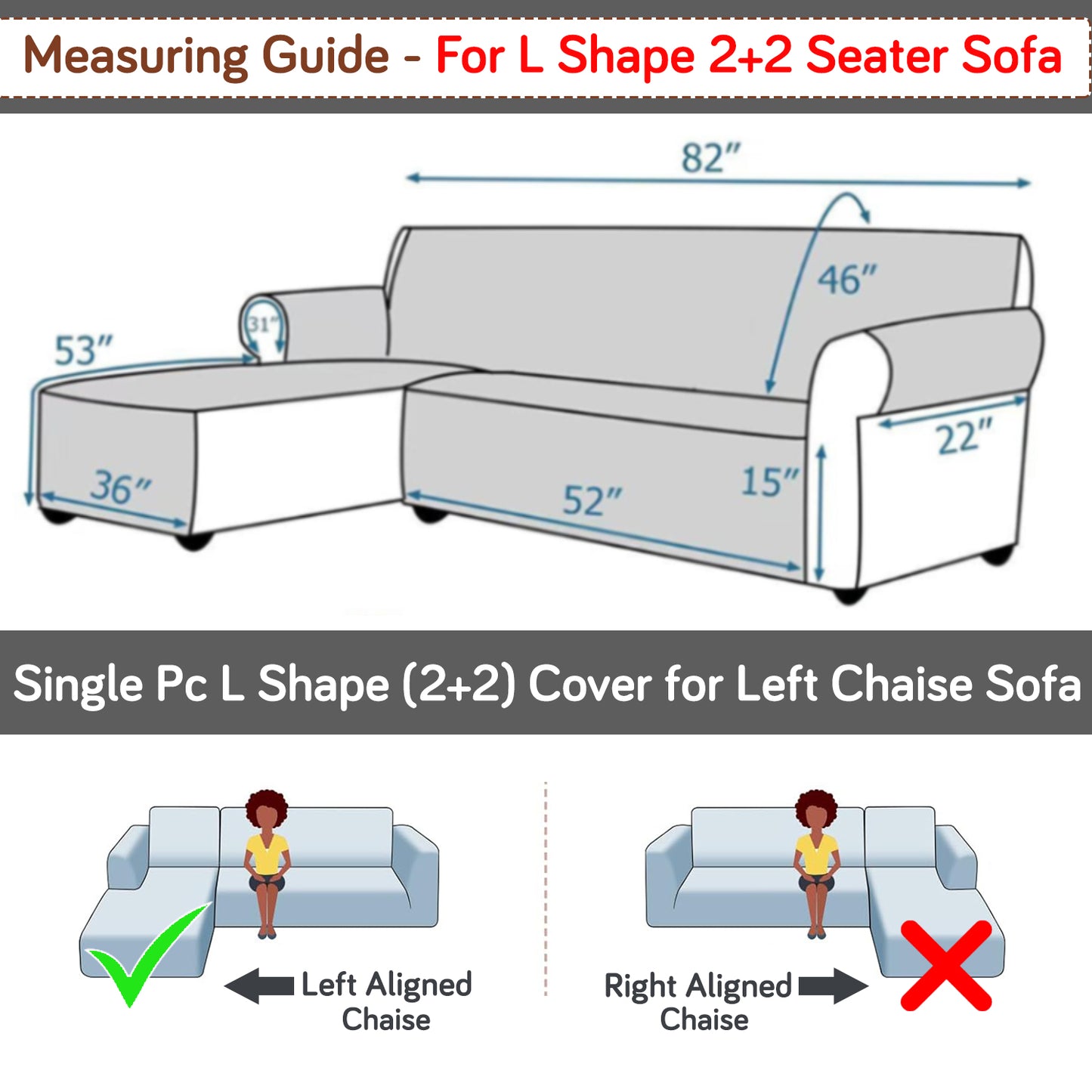 Elira Series Quilted One-Piece L Shape Sofa Cover Mat with Left and Right Chaise, Snow White Black Geometry