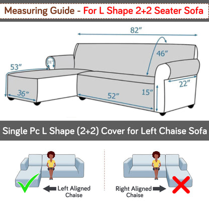 Elira Series Quilted One-Piece L Shape Sofa Cover Mat with Left and Right Chaise, Snow White Black Geometry