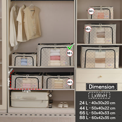 Folding Cloth Storage Box and Organizer for Wardrobe - Ivory Noir