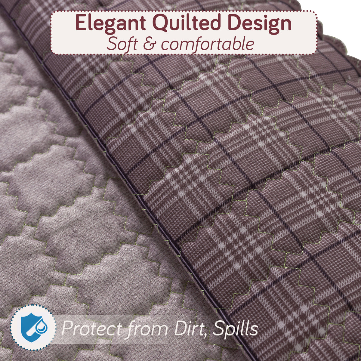'Comfort Grid Series' Premium Quilted 5 (3+1+1) Seater Sofa Cover Set with Foam Filling | Plum