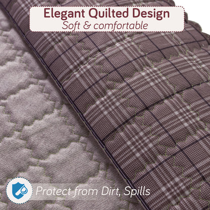 'Comfort Grid Series' Premium Quilted 5 (3+1+1) Seater Sofa Cover Set with Foam Filling | Plum