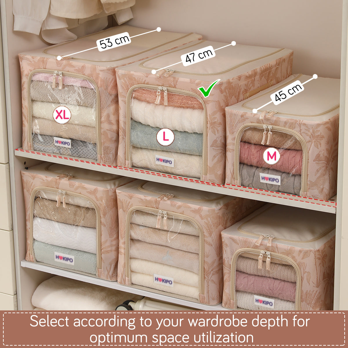 Foldable Cloth Storage Organizer for Wardrobe, Beige Botanica