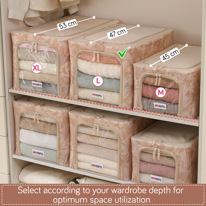 Foldable Cloth Storage Organizer for Wardrobe, Beige Botanica