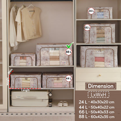 Foldable Cloth Storage Organizer for Wardrobe, Latte Floral