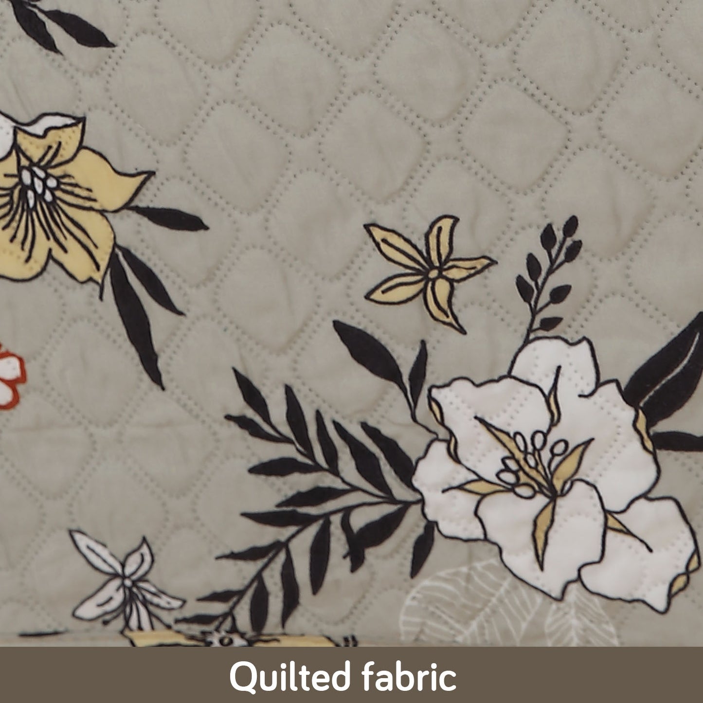 Polyester Printed Quilted Sofa Cover Mats, Floral Ash Grey