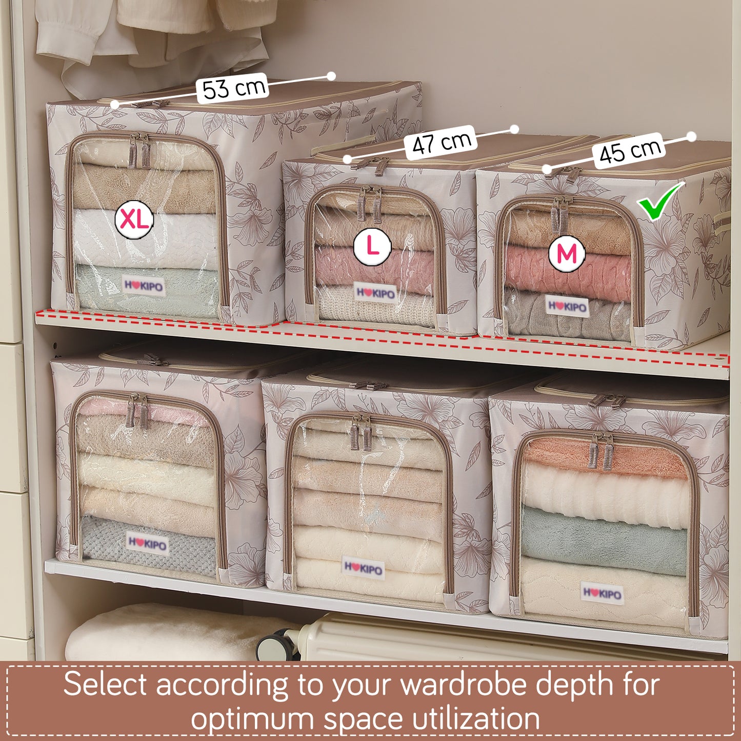 Foldable Cloth Storage Box Organizer for Wardrobe, Latte Floral